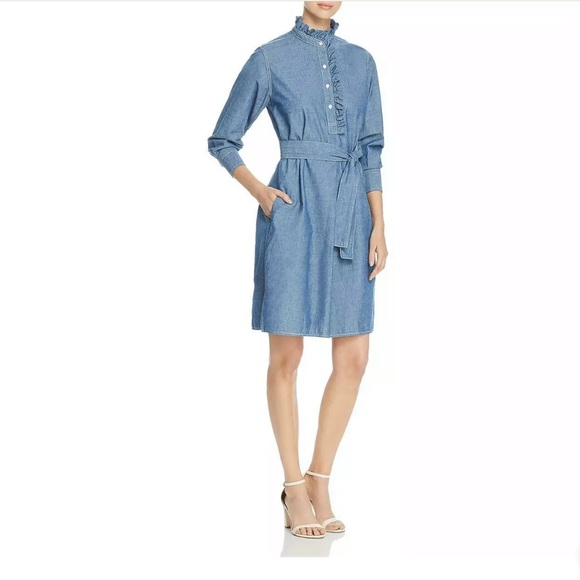 Tory Burch Dresses & Skirts - Tory Burch Deneuve Denim Ruffled T-Shirt Dress